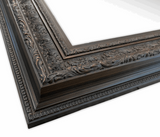 Elegance French Ornate Embossed Antique Dark Bronze Framed Wood Wall Mirror - West Frames