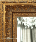 Elegance French Ornate Embossed Antique Gold Framed Wood Wall Mirror - West Frames