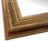 Elegance French Ornate Embossed Antique Gold Framed Wood Wall Mirror - West Frames