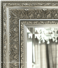 Elegance French Ornate Embossed Antique Silver Gold Framed Wood Wall Mirror - West Frames