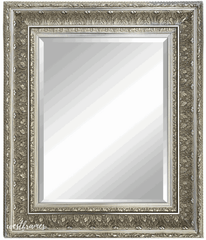 Elegance French Ornate Embossed Antique Silver Gold Framed Wood Wall Mirror - West Frames