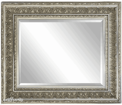 Elegance French Ornate Embossed Antique Silver Gold Framed Wood Wall Mirror - West Frames