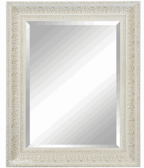 Elegance French Ornate Embossed Antique White Gold Framed Wood Wall Mirror - West Frames