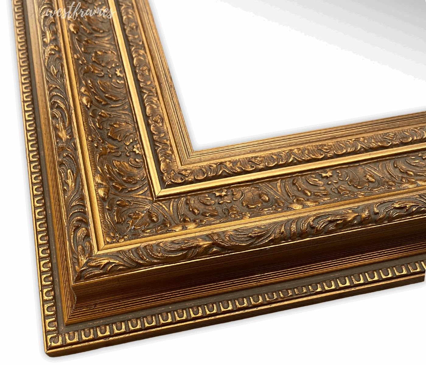 Elegance French Ornate Embossed Wood Framed Floor Mirror Antique Gold Leaf - West Frames