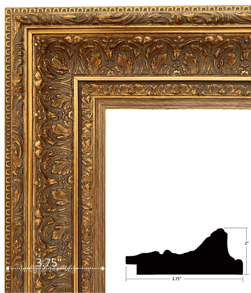 Custom Cut ornate 3.5 3-1/2 wide Gold Frame for Picture Mirror Artwork