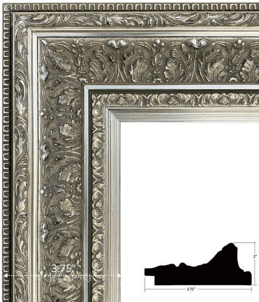 16x24 Frame Silver Ornate Antique Solid Complete Wood Picture