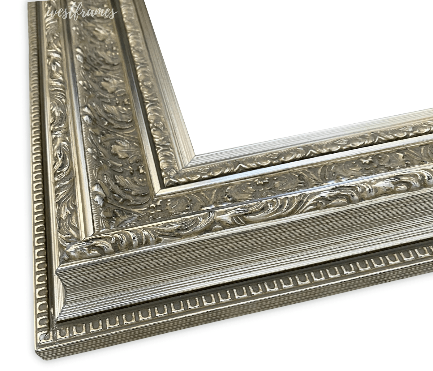 Elegance French Ornate Embossed Wood Picture Frame Antique Silver Gold 3.75" Wide - West Frames