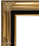 Estelle Antique Gold Leaf Wood French Baroque Picture Frame with Black Velveteen Liner 3" Wide - West Frames