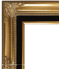 Estelle Antique Gold Leaf Wood French Baroque Picture Frame with Black Velveteen Liner - West Frames