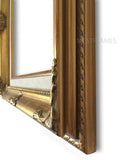 Estelle Antique Gold Leaf Wood French Baroque Picture Frame with Natural Linen Liner 3" Wide - West Frames