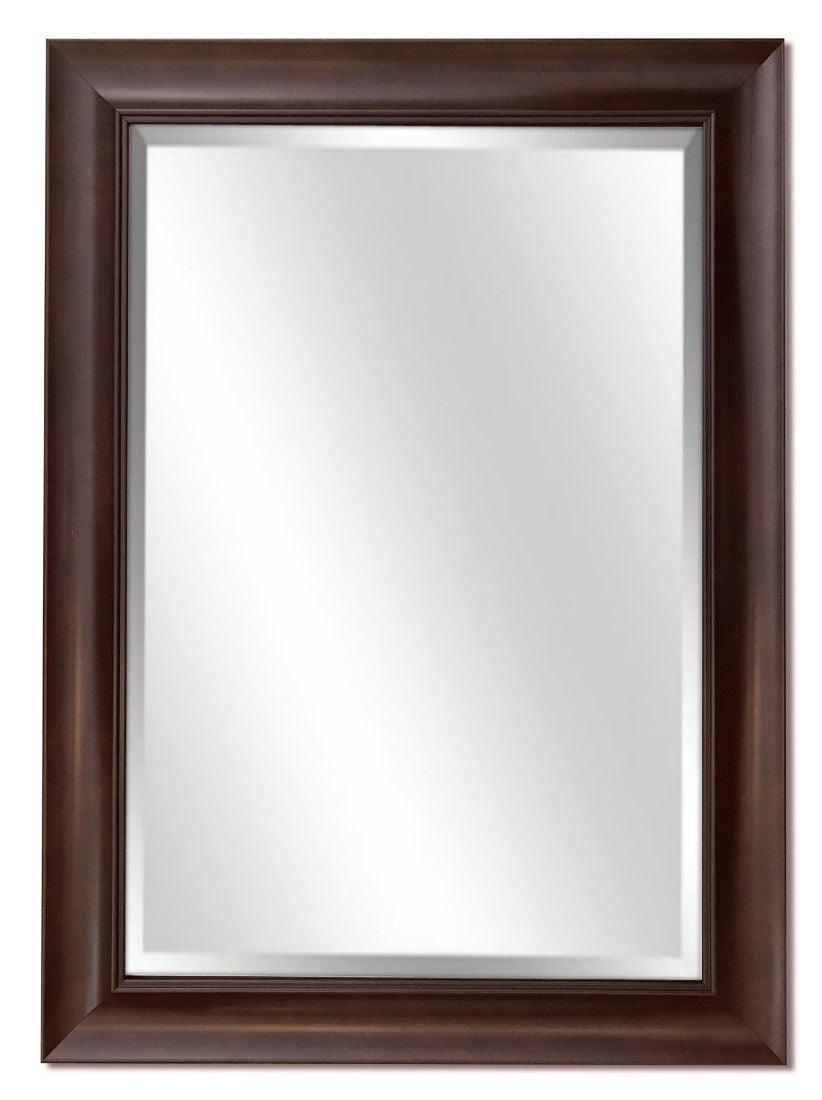 Hugo Modern Contemporary Decorative Scoop Framed Wall Mirror Dark Walnut Brown - West Frames