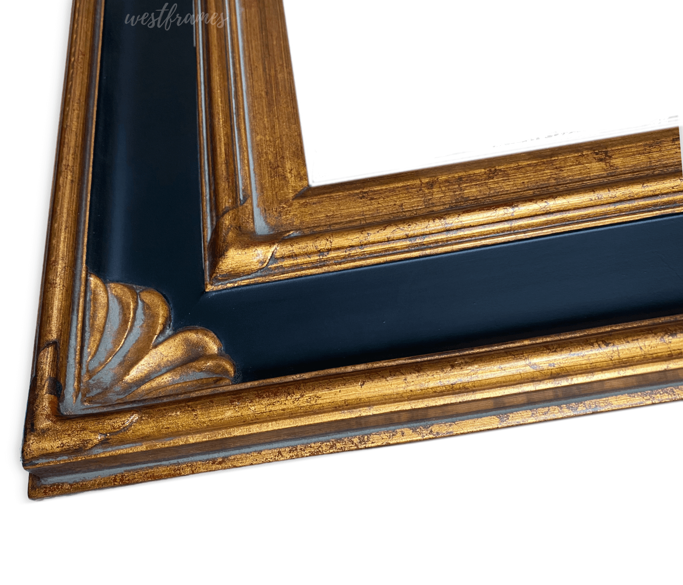 Isabella French Baroque Antique Black Wood Wall Picture Frame 4.75" Wide - West Frames