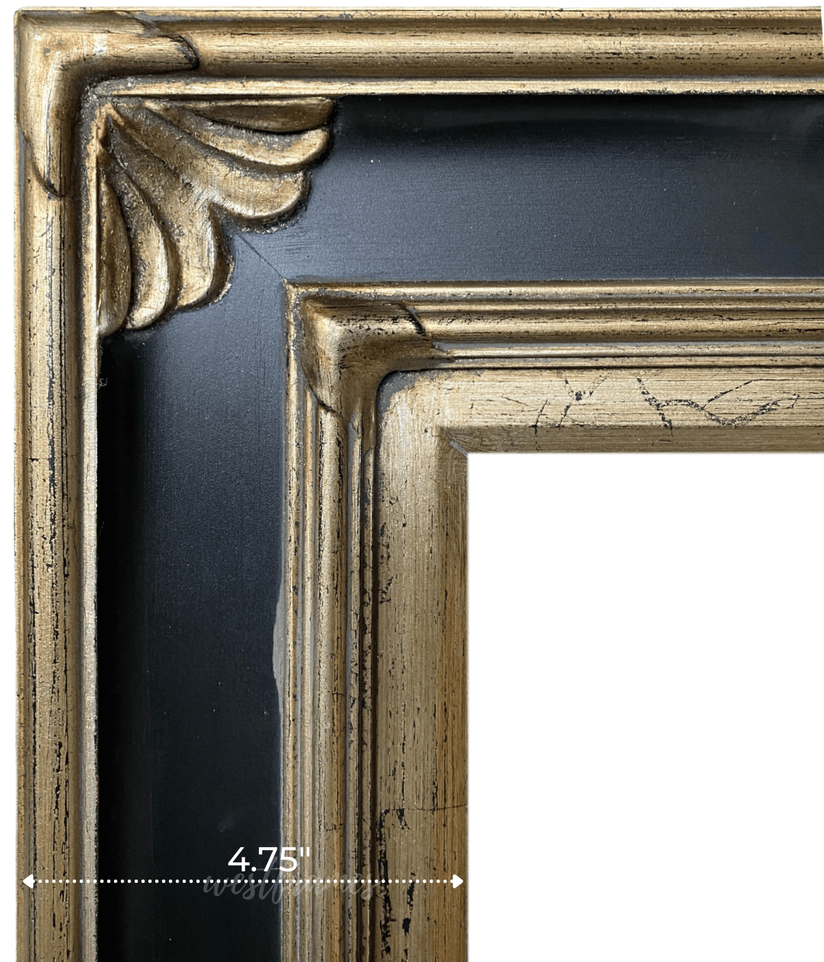 Isabella French Baroque Antique Black Wood Wall Picture Frame 4.75" Wide - West Frames
