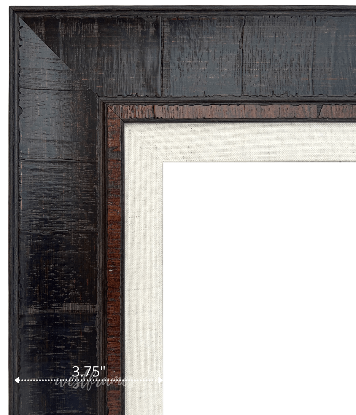 Lodge Rustic Distressed Picture Frame Dark Espresso Walnut with Linen Liner 3.75" - West Frames