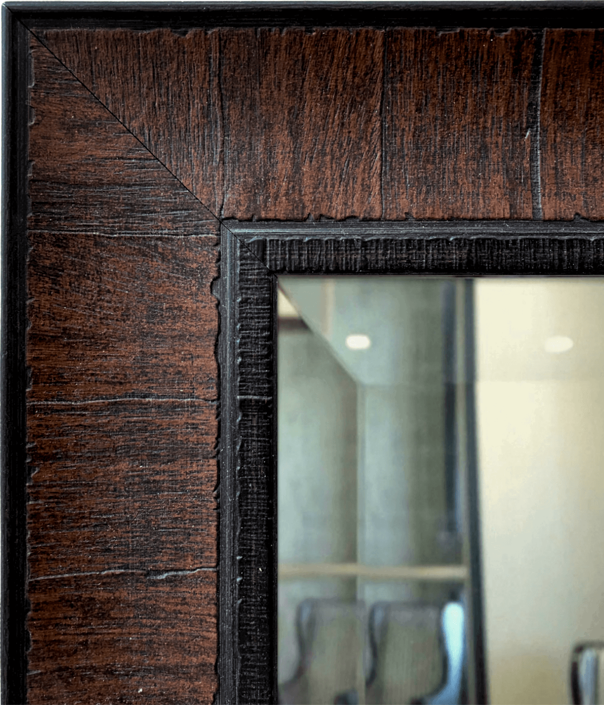 Lodge Rustic Textured Distressed Framed Wall Mirror Dark Walnut Brown - West Frames
