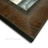 Lodge Rustic Textured Distressed Framed Wall Mirror Dark Walnut Brown - West Frames
