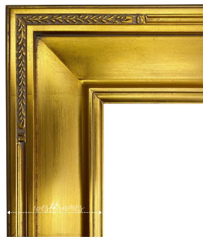 Lola Ornate Antique Gold Leaf Wood Gallery Plein Air Closed Corner Picture Frame 4" Wide - West Frames