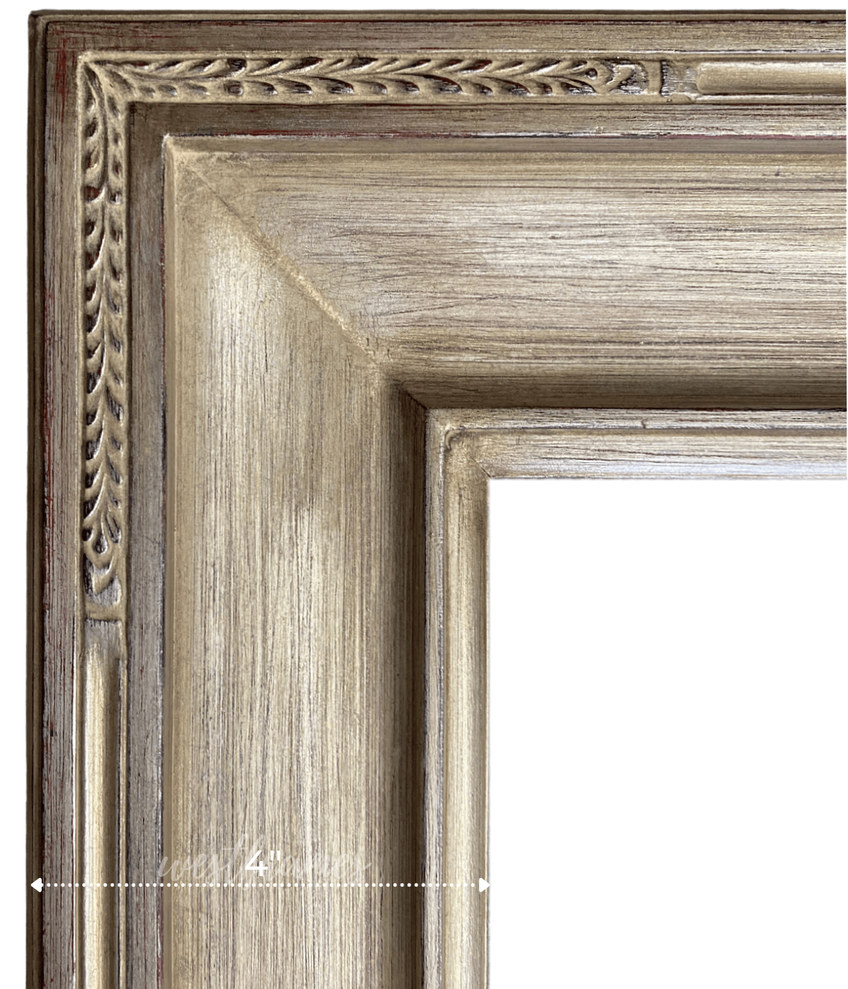 Lola Ornate Antique Silver Gold Leaf Wood Gallery Plein Air Closed Corner Picture Frame 4" Wide - West Frames