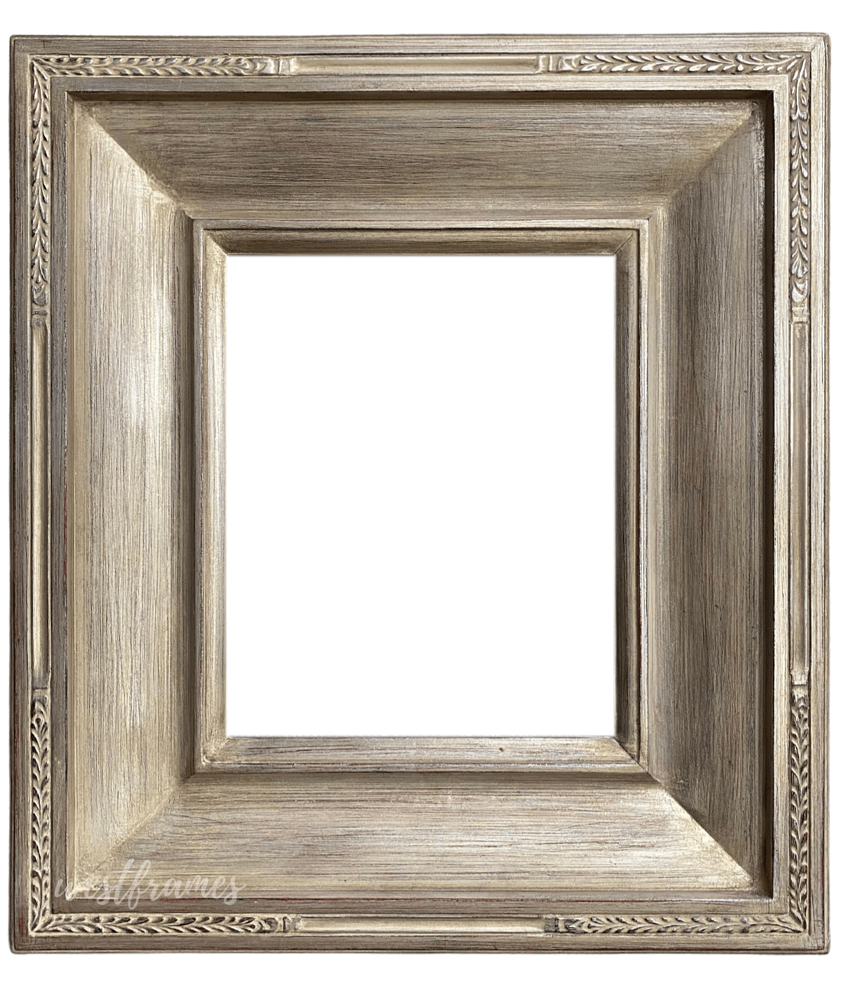 Lola Ornate Antique Silver Gold Leaf Wood Gallery Plein Air Closed Corner Picture Frame 4" Wide - West Frames