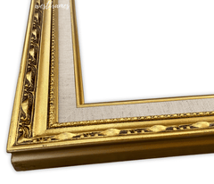 Lulu Antique Gold Leaf Wood Ornate Baroque Picture Frame with Natural Linen Liner - West Frames