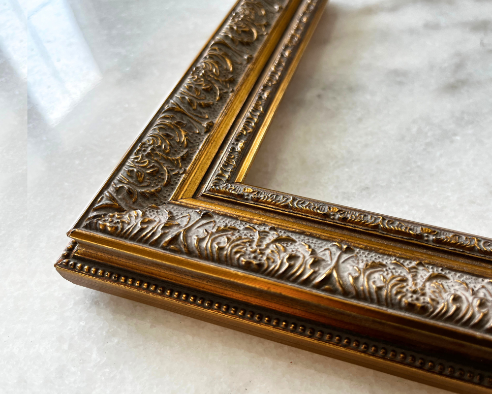 Majesty French Ornate Embossed Wood Picture Frame Antique Gold 1.625 inches