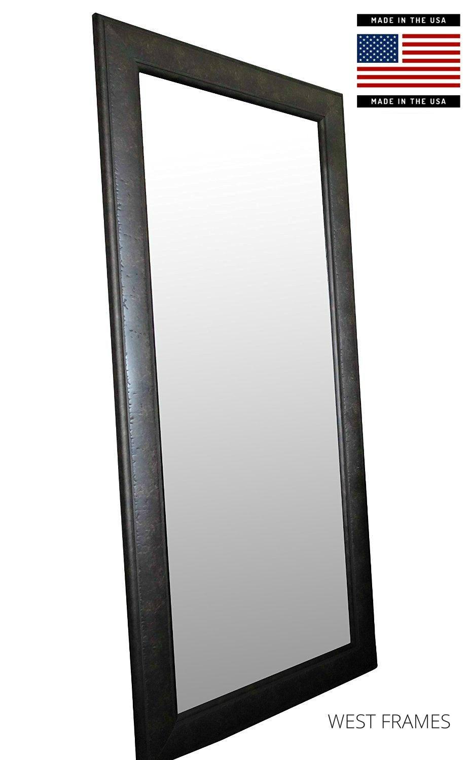 Marcello Rustic Charcoal Brown Leaner Floor Framed Mirror - West Frames