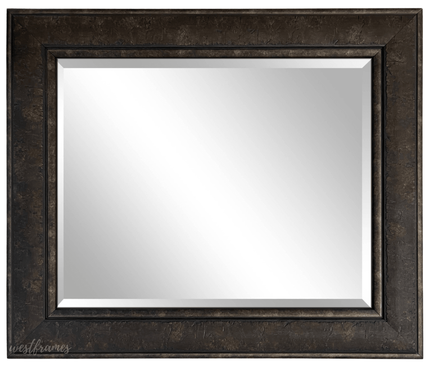 Marcello Rustic Dark Charcoal Brown Framed Wall Mirror 4.25" Wide - West Frames