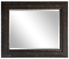Marcello Rustic Distressed Framed Wall Mirror Dark Charcoal Brown 3" Wide - West Frames