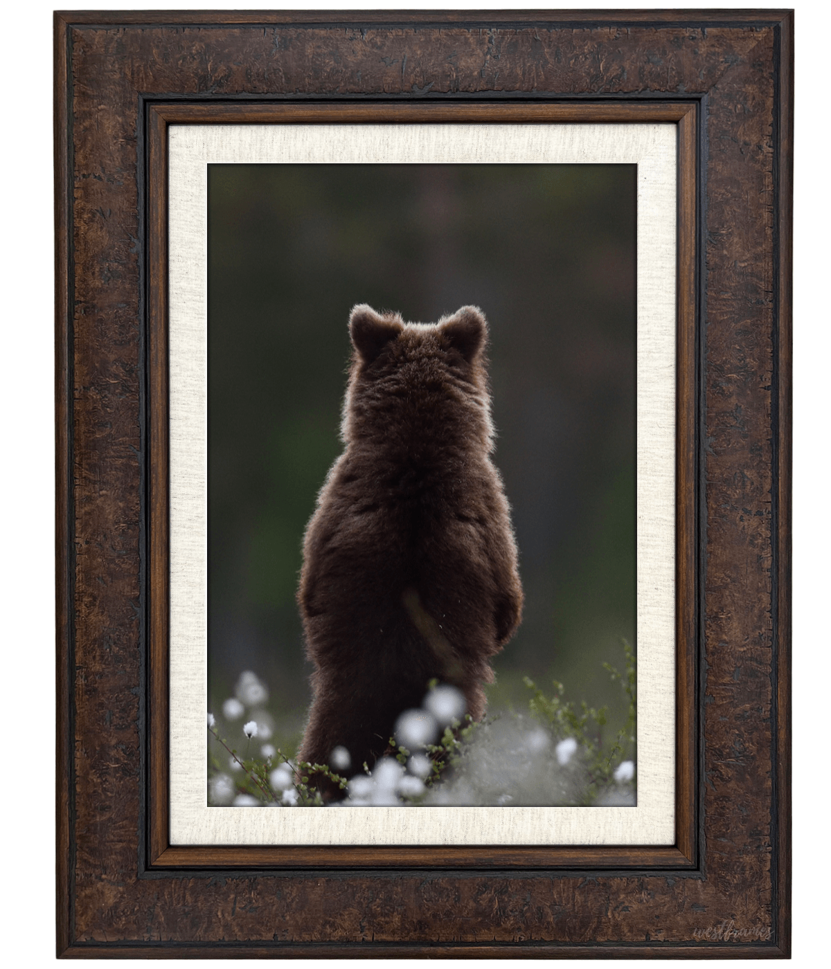 Marcello Rustic Distressed Walnut Brown with Linen Liner Wall Picture Frame 3.75" - West Frames