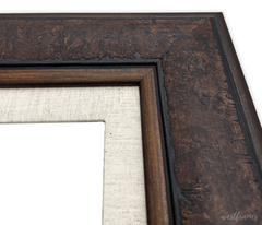 Marcello Rustic Distressed Walnut Brown with Linen Liner Wall Picture Frame - West Frames