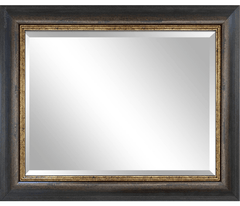 Marco Distressed Brown Green with Gold Lining Wall Framed Mirror 3.25" - West Frames