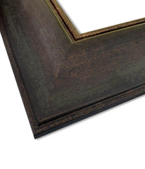 Marco Distressed Brown Green with Gold Lining Wall Framed Mirror 3.25" - West Frames