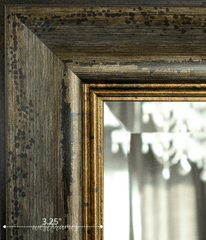 Marco Distressed Brown with Gold Lining Wall Framed Mirror 3.25" - West Frames