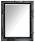 Modern Bamboo Aged Black Brown Patina Finish Wood Framed Wall Mirror - West Frames