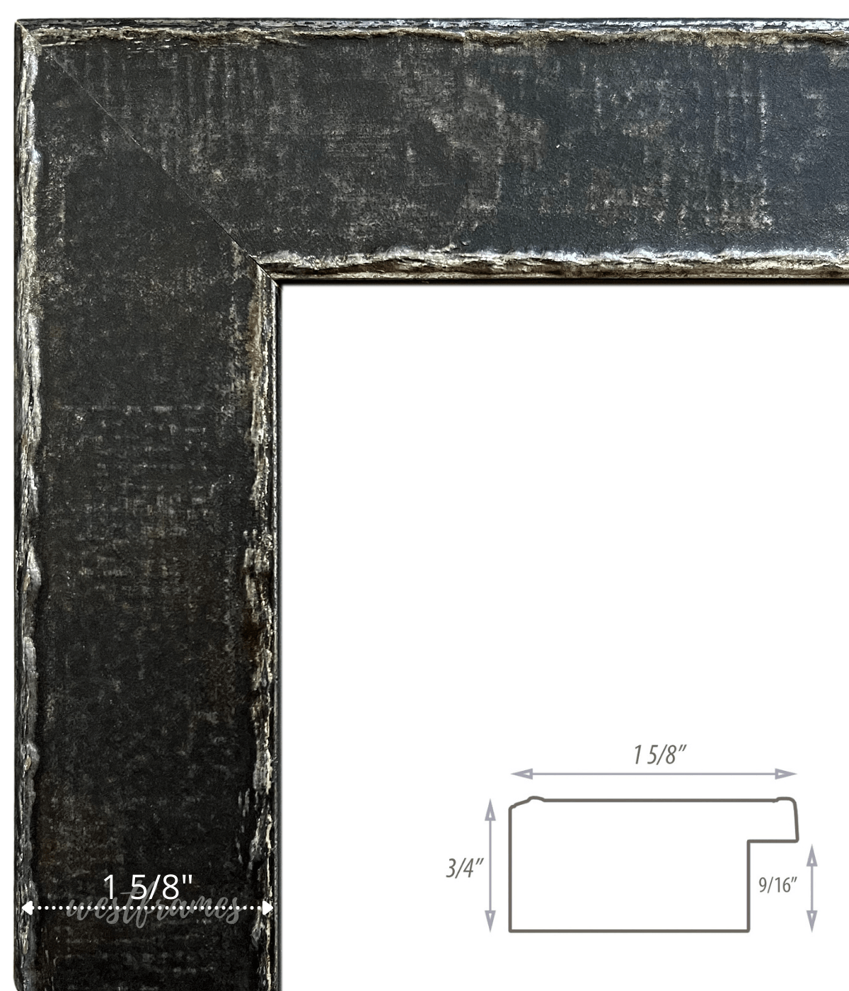 Neo Urban Industrial Distressed Rustic Dark Grey Charcoal Wood Picture Frame 1.625" Wide - West Frames