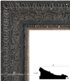 Parisienne Ornate Embossed Wood Picture Frame Antique Black Patina Finish 3" Wide - West Frames