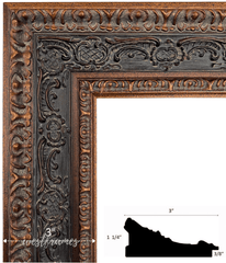 Parisienne French Ornate Embossed Wood Picture Frame Antique Bronze Black Patina - West Frames