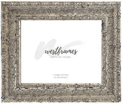 Parisienne French Ornate Embossed Wood Picture Frame Antique Silver Gold Patina Finish - West Frames