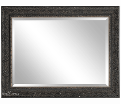 Parisienne Ornate Wood Framed Wall Mirror Antique Black Patina Finish - West Frames