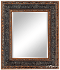 Parisienne Ornate Wood Framed Wall Mirror Antique Bronze Black Patina Finish - West Frames