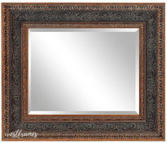 Parisienne Ornate Wood Framed Wall Mirror Antique Bronze Black Patina Finish - West Frames