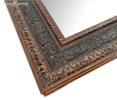 Parisienne Ornate Wood Framed Wall Mirror Antique Bronze Black Patina Finish - West Frames