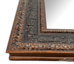 Parisienne Ornate Wood Framed Wall Mirror Antique Bronze Black Patina Finish - West Frames