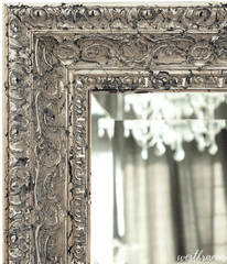 Parisienne Ornate Wood Framed Wall Mirror Antique Silver Gold Patina Finish - West Frames