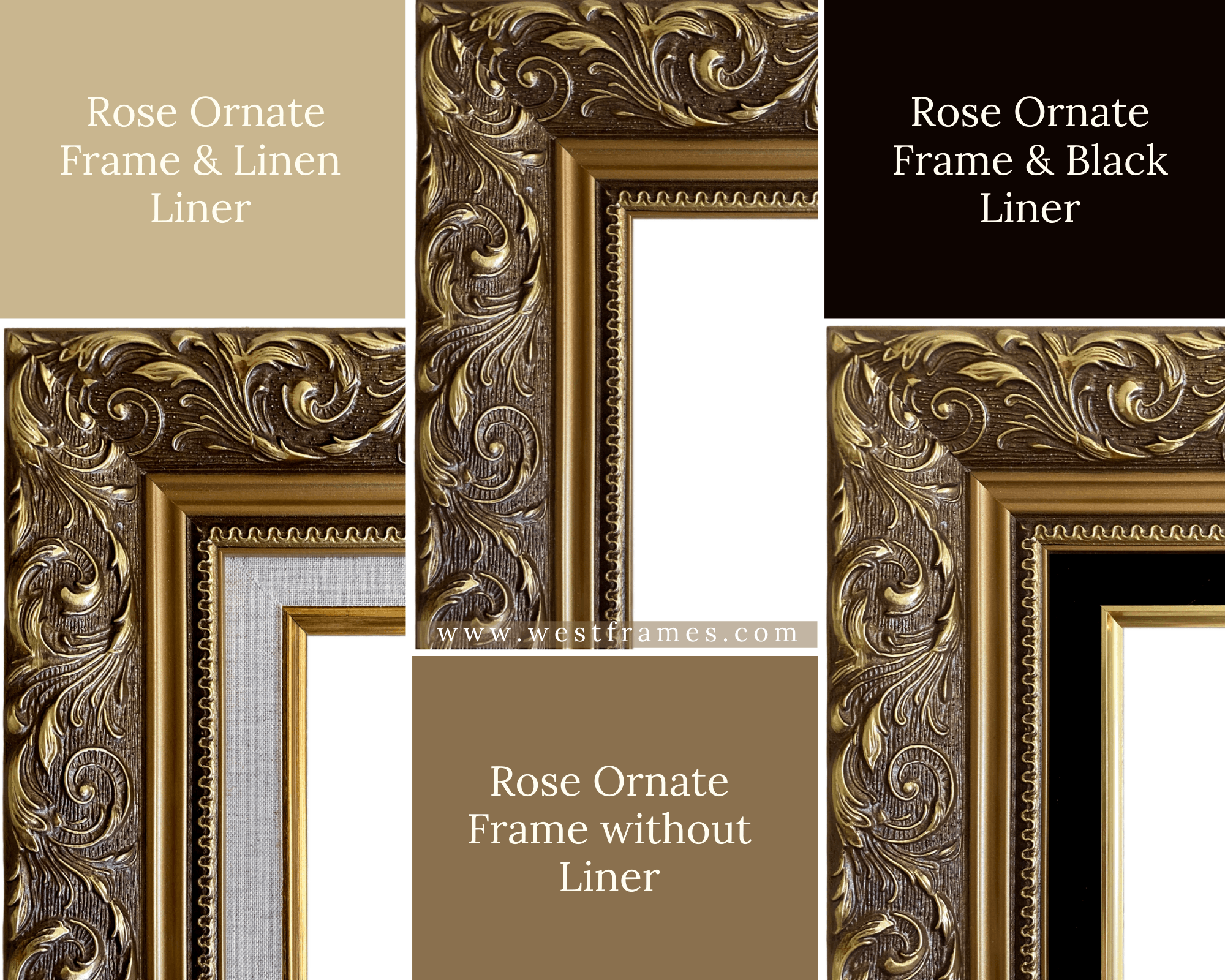 12x16 Rose Gold Picture Frame, Ornate Baroque Wall Frame for