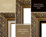 Rose Ornate Embossed Wood Wall Picture Frame Antique Gold with Black Velveteen Liner 3.25" Wide - West Frames