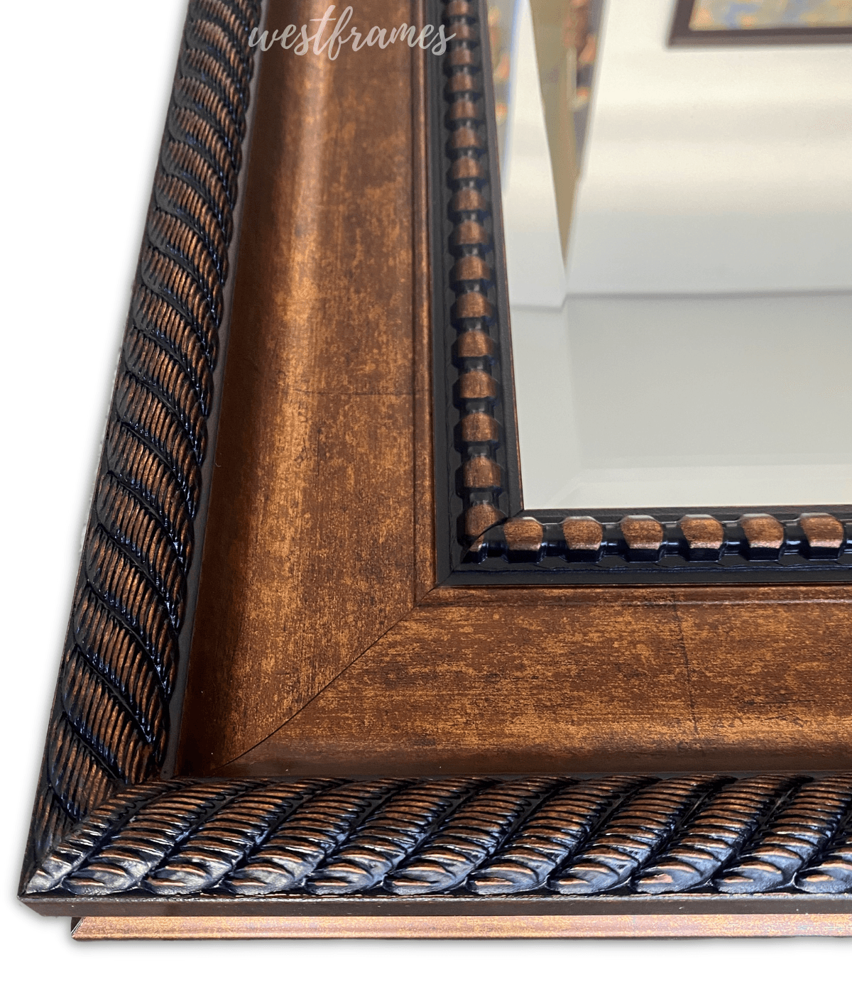 Santino Dark Golden Brown Framed Wall Mirror - West Frames