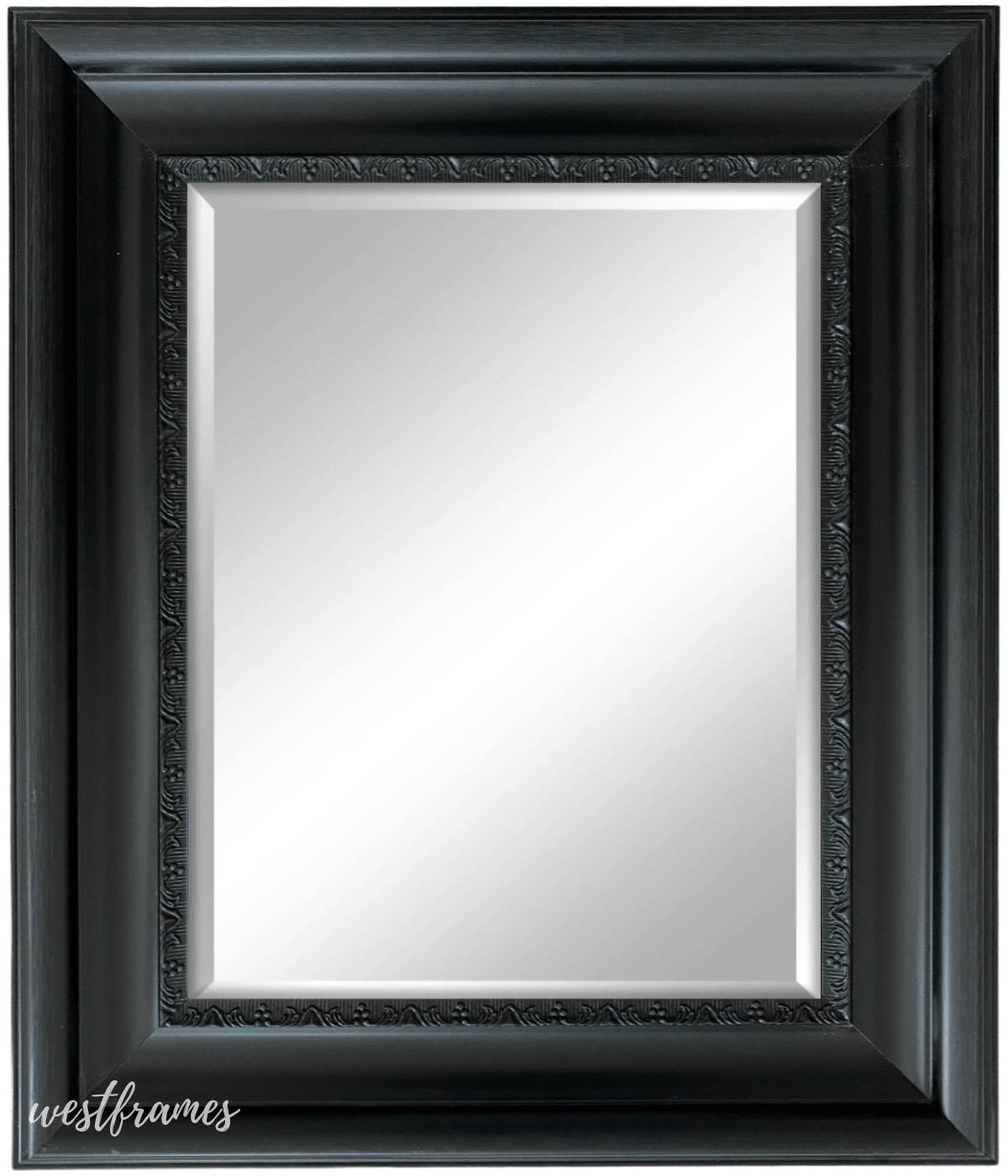 Stella Modern Vintage Black Accent Ornate Framed Wall Mirror - West Frames