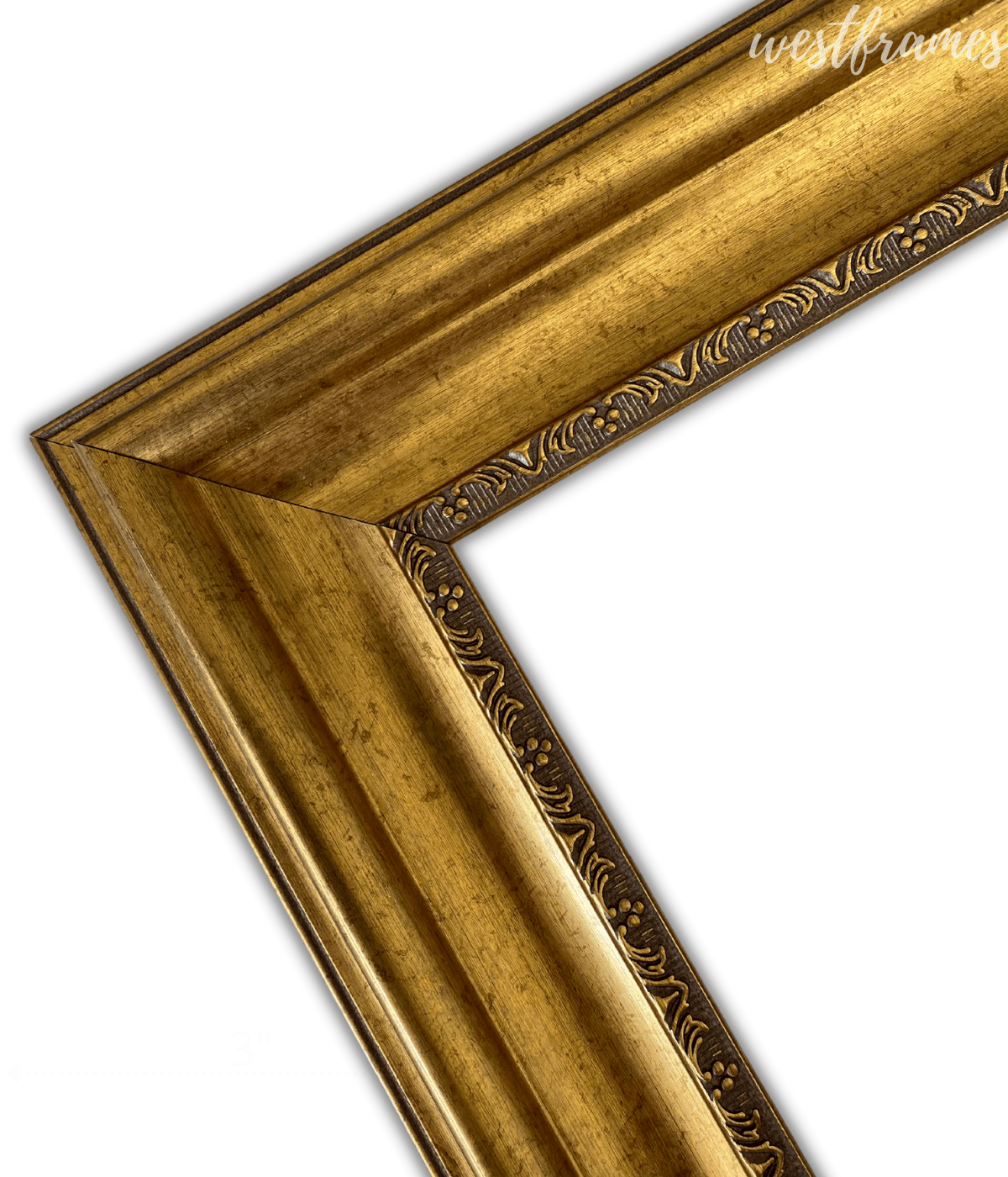 2-1/2 Inch Wide - Gold Ornate Picture Frame Moulding in Lengths - Style  30047-G