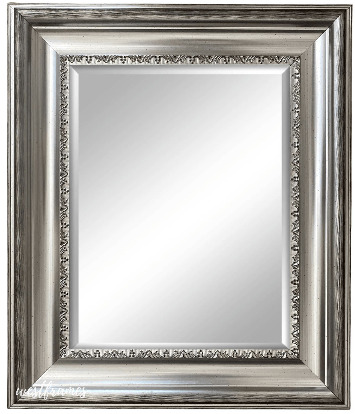 Stella Modern Vintage Silver with Black Accent Ornate Framed Wall Mirror - West Frames